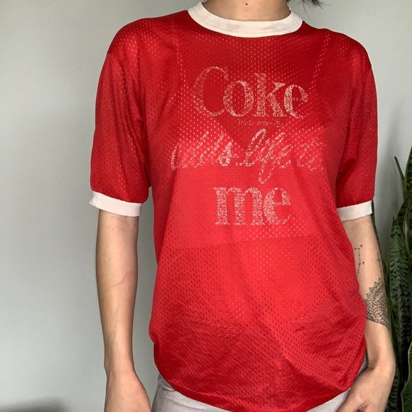 Vintage "Coke Adds Life to Me" Mesh Top - Picture 2 of 5